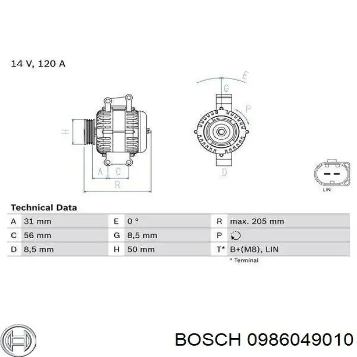 0 986 049 010 Bosch генератор