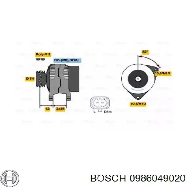 0 986 049 020 Bosch генератор