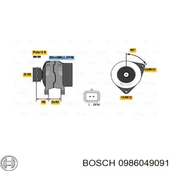 0 986 049 091 Bosch генератор