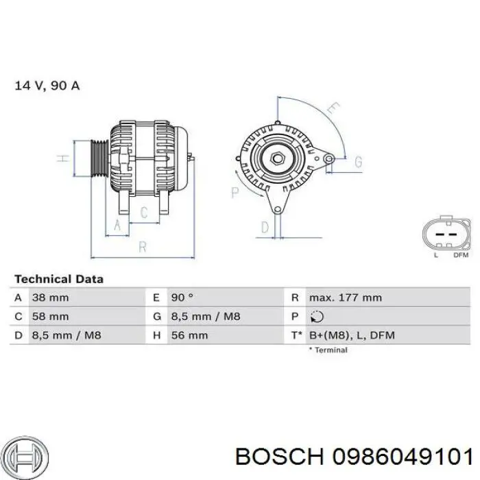 0 986 049 101 Bosch генератор