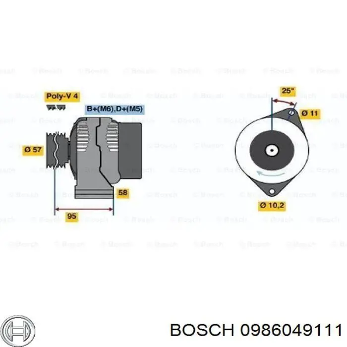 Генератор 0986049111 Bosch