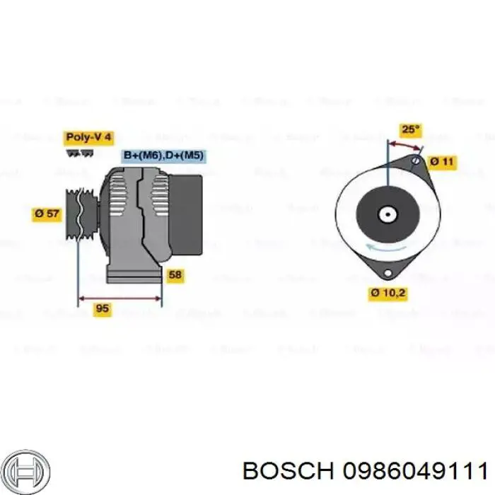 Автомобильный генератор Bosch 0986049111 цена, от 131.23 USD