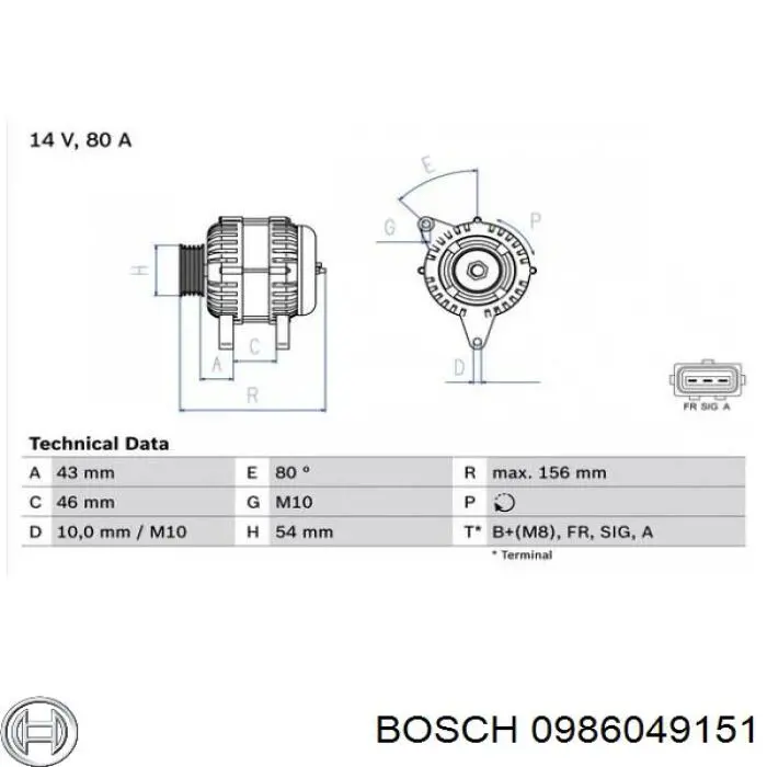 0 986 049 151 Bosch генератор