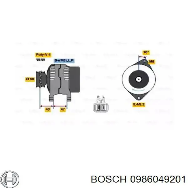 Генератор 0986049201 Bosch