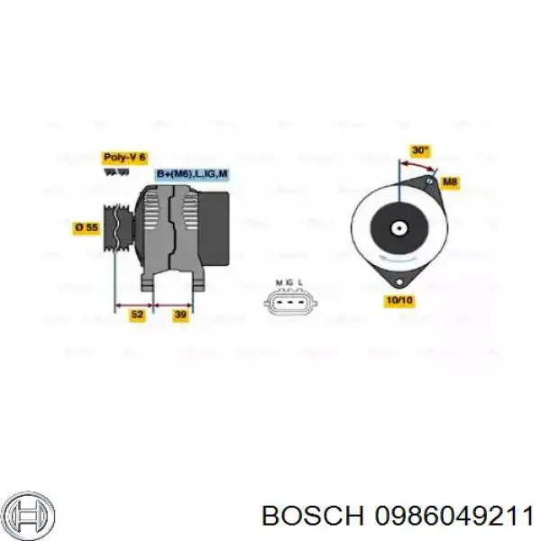 Генератор 0986049211 Bosch