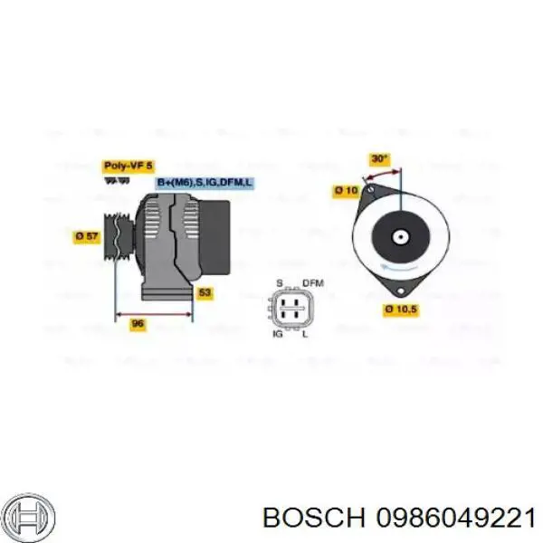 0 986 049 221 Bosch генератор