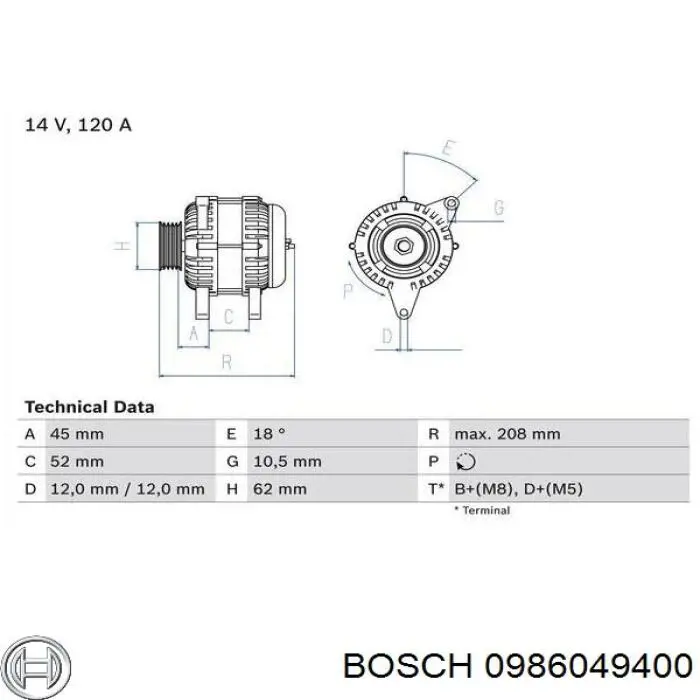 0 986 049 400 Bosch генератор