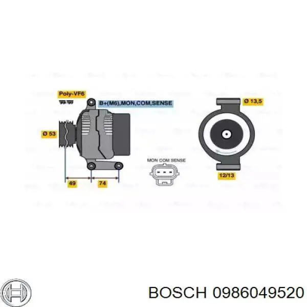 Купить 0986049520 Bosch Генератор