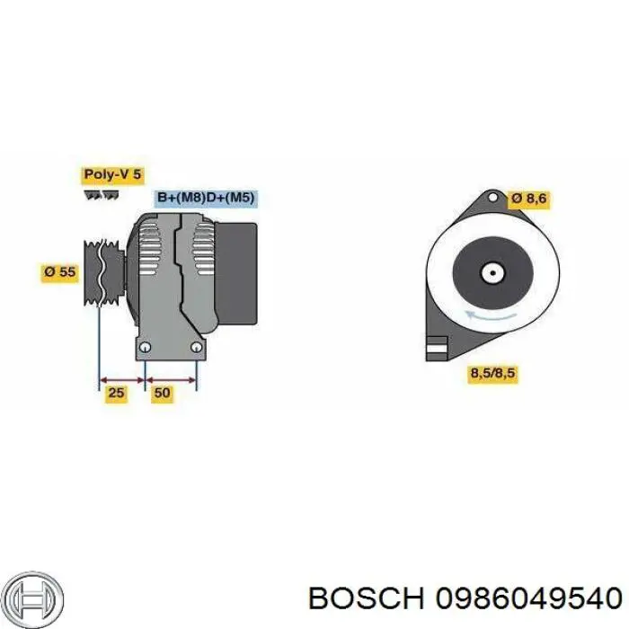 Автомобильный генератор Bosch 0986049540 цена, от 139.46 USD
