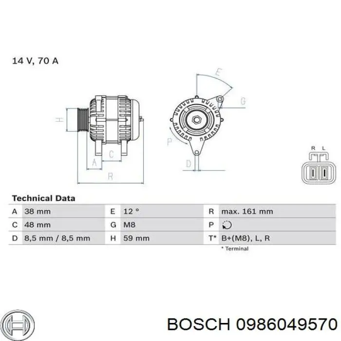 0 986 049 570 Bosch генератор