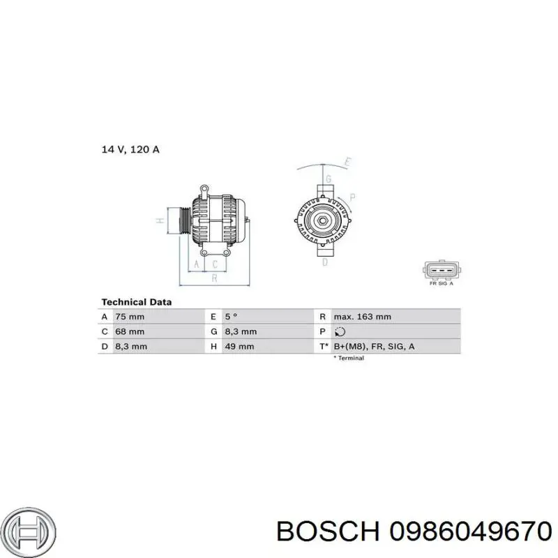 Генератор Bosch 0986049670