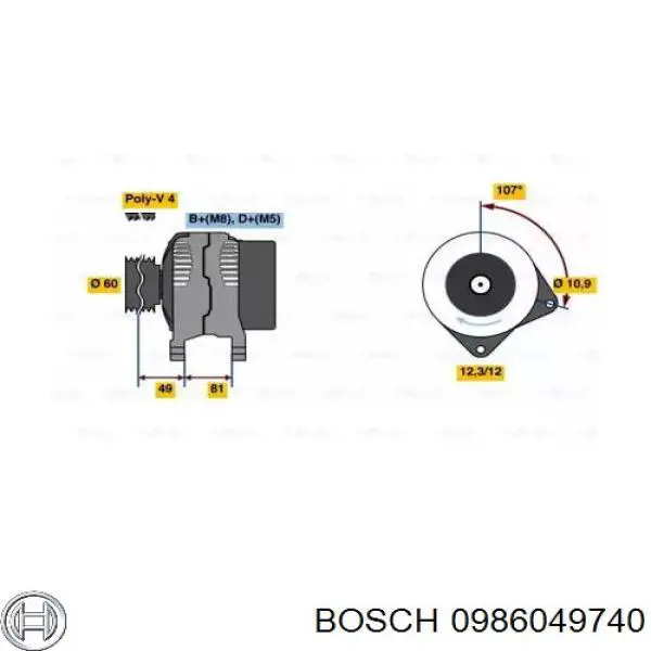 Генератор 0986049740 Bosch