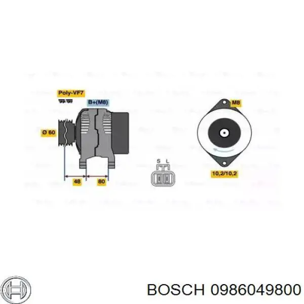 0986049800 Bosch генератор