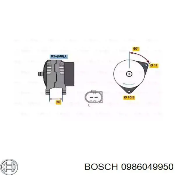 0 986 049 950 Bosch генератор