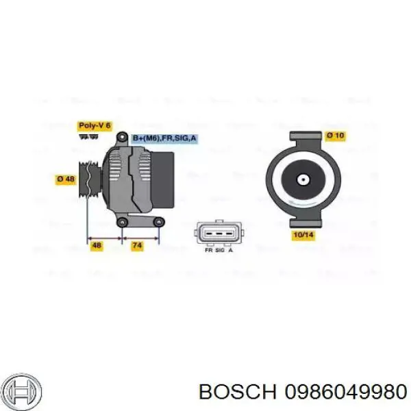 Alternador 0986049980 Bosch