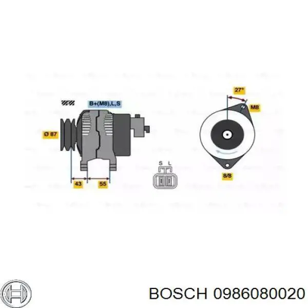 Генератор 0986080020 Bosch