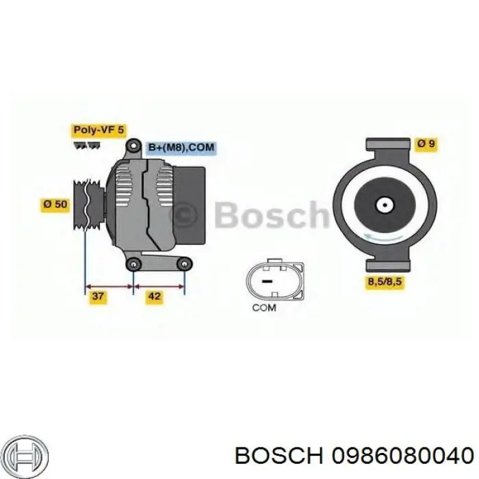 Автомобильный генератор Bosch 0986080040 цена, от 243.85 USD