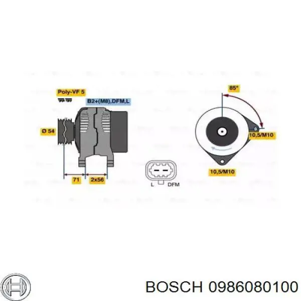 0986080100 Bosch генератор