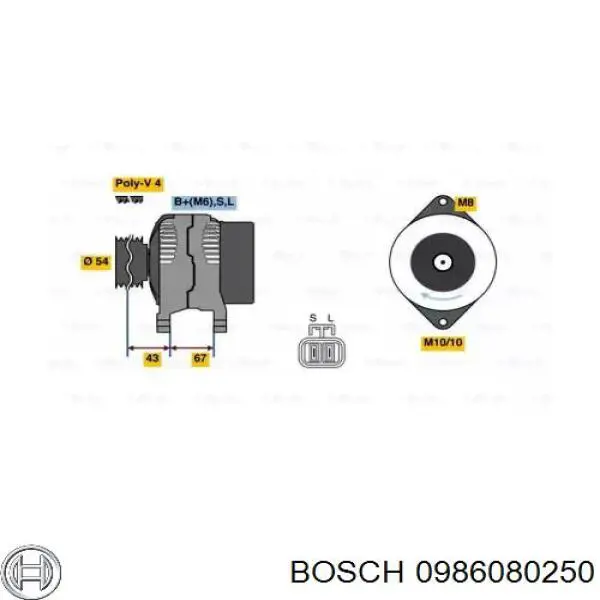 Генератор 0986080250 Bosch