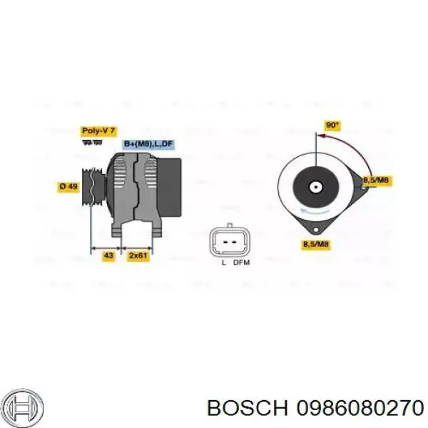 Генератор 0986080270 Bosch