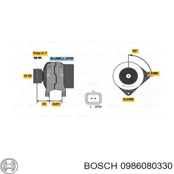 Генератор 0986080330 Bosch