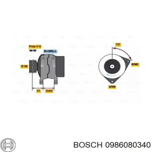 Генератор 0986080340 Bosch