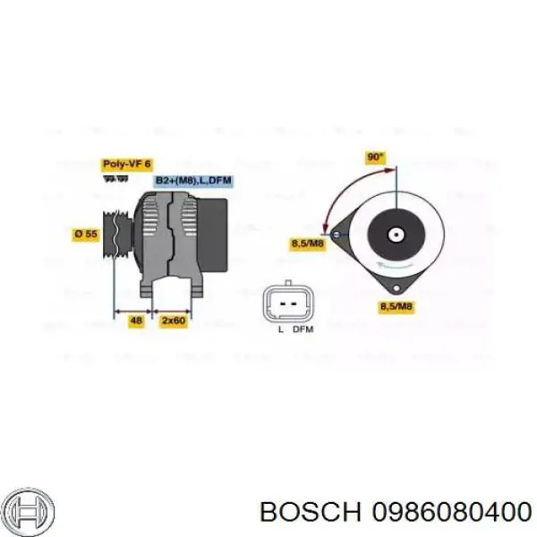 Генератор 0986080400 Bosch