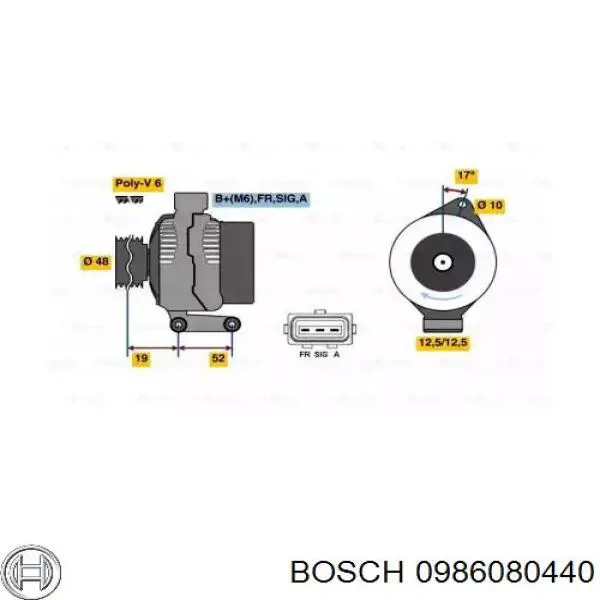 0 986 080 440 Bosch генератор