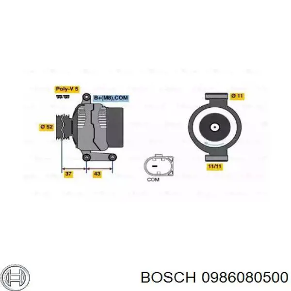 0 986 080 500 Bosch генератор