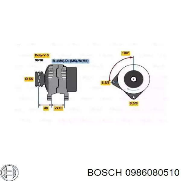 Генератор 0986080510 Bosch