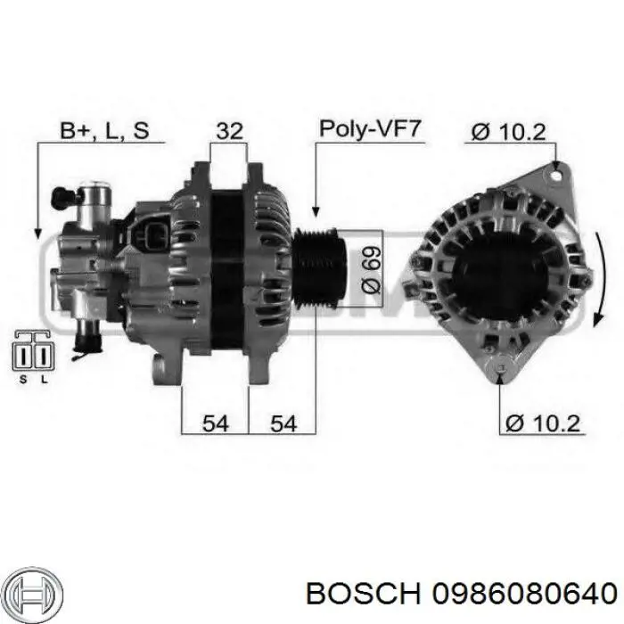 Alternador 0986080640 Bosch