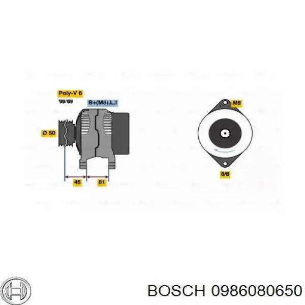 Alternador 0986080650 Bosch
