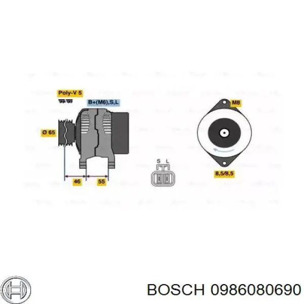 Генератор 0986080690 Bosch