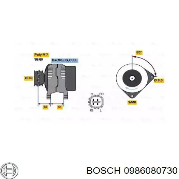 Генератор 0986080730 Bosch