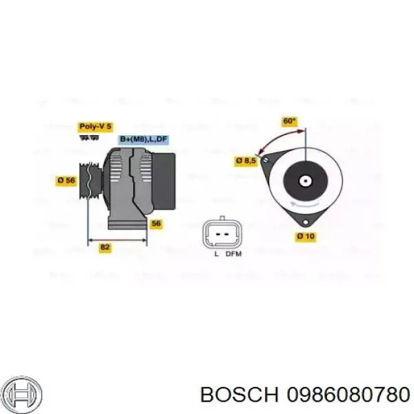 Генератор 0986080780 Bosch