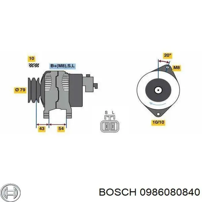 Генератор 0986080840 Bosch