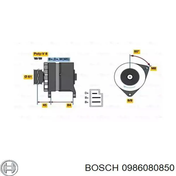 Генератор 0986080850 Bosch