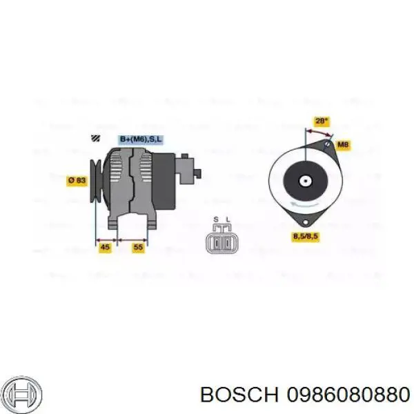 Генератор 0986080880 Bosch