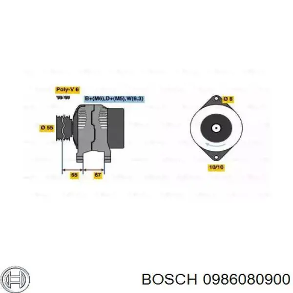 Генератор 0986080900 Bosch