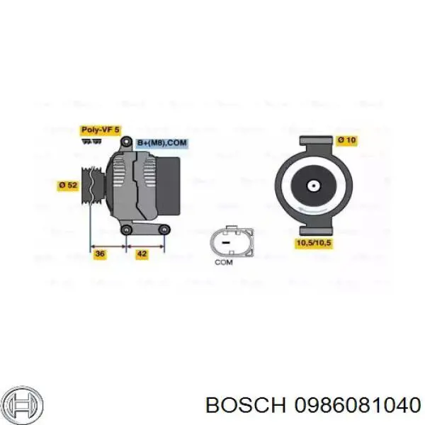 0 986 081 040 Bosch генератор