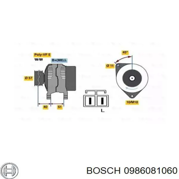 0 986 081 060 Bosch генератор