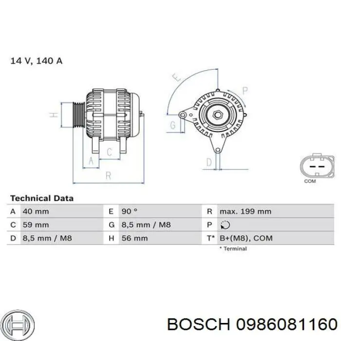 Генератор BOSCH 0986081160