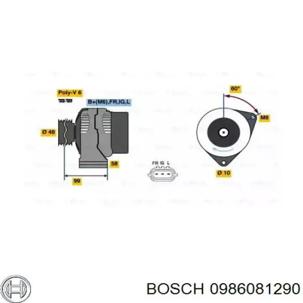 Генератор 0986081290 Bosch