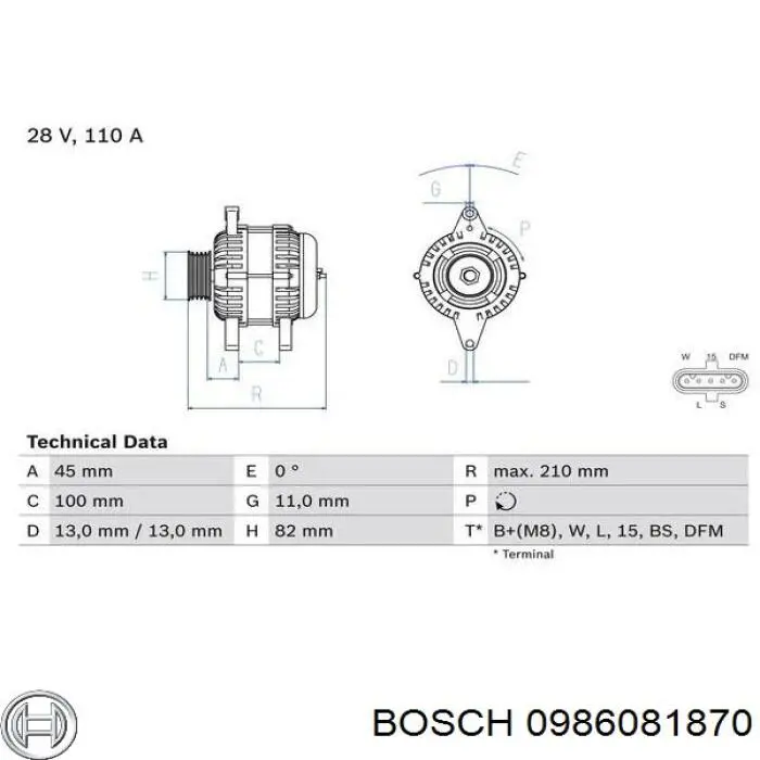 0 986 081 870 Bosch генератор