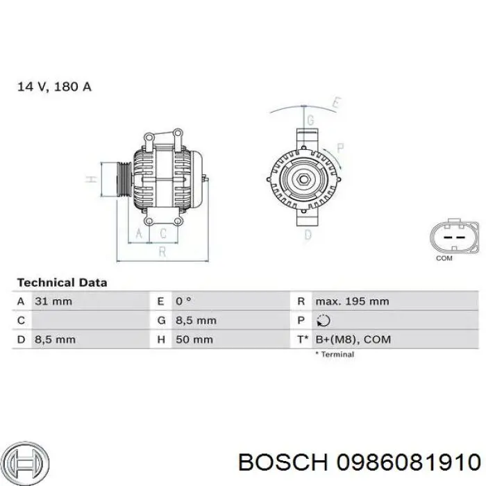 0986081910 Bosch Генератор автомобильный