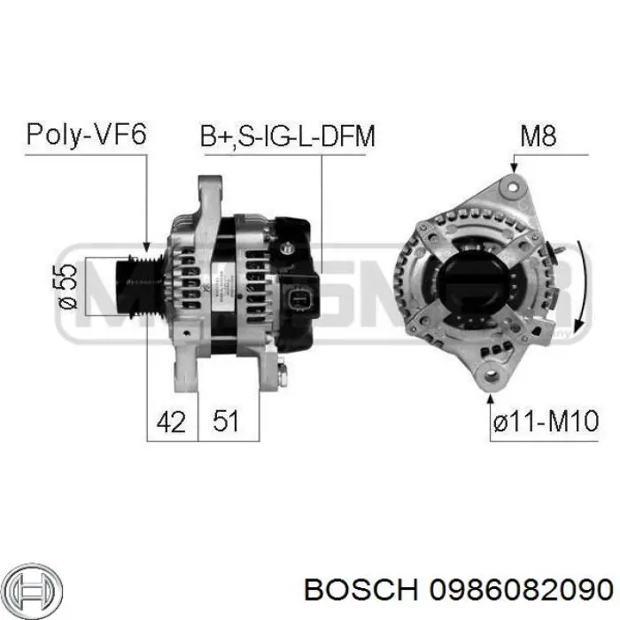 Генератор 0986082090 Bosch