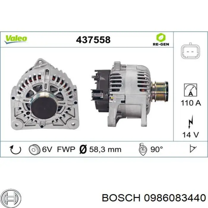 0 986 083 440 Bosch генератор