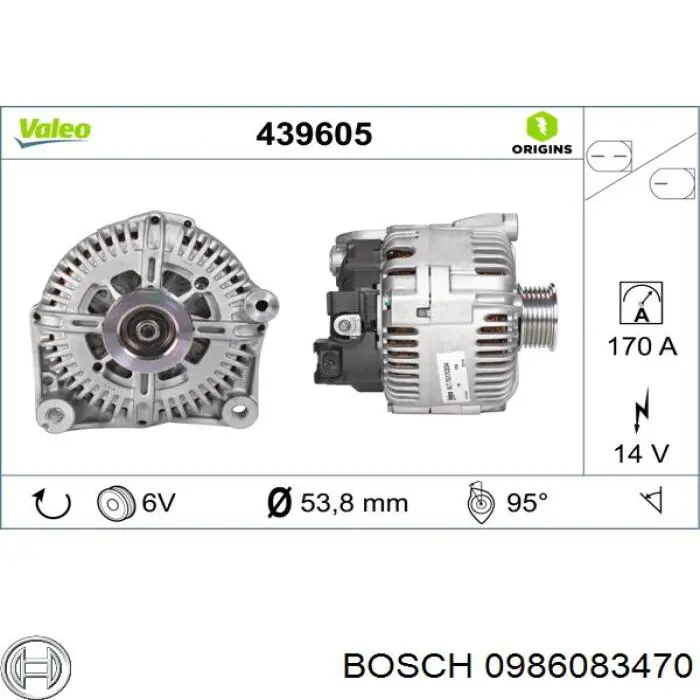 Автомобильный генератор Bosch 0986083470 цена, от 125.56 USD