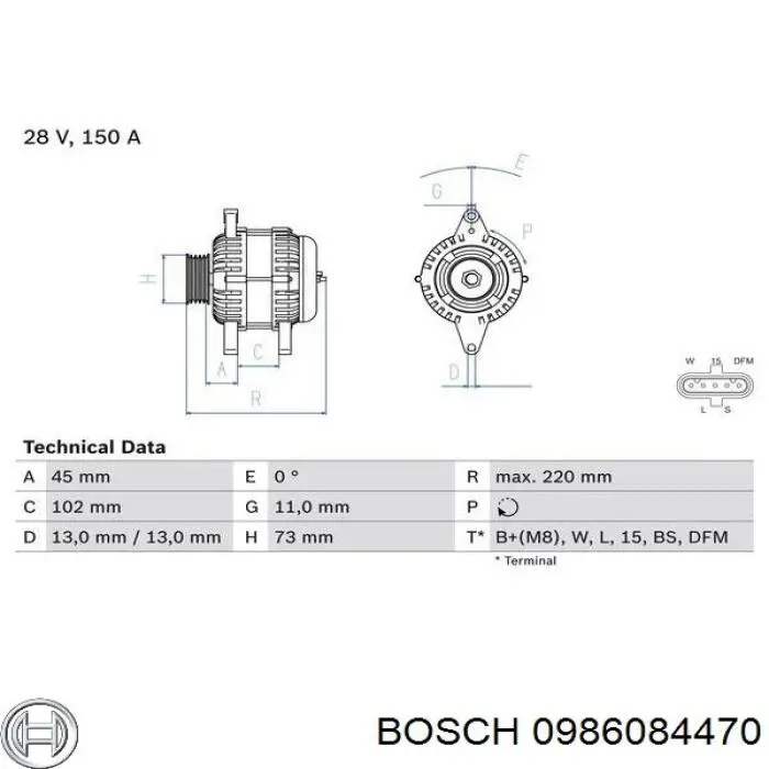 0986084470 Bosch Генератор автомобильный
