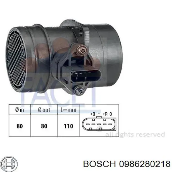 Датчик массового расхода воздуха Bosch 0986280218 цена, от 28.43 USD